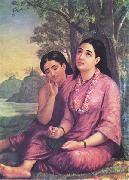 Raja Ravi Varma Shakuntala writes to Dushyanta. Spain oil painting artist